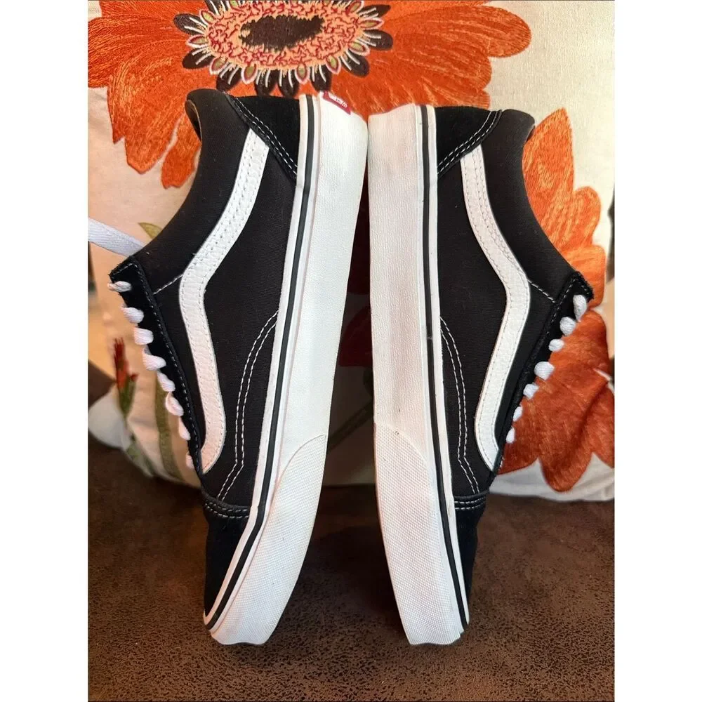 VANS OLD SKOOL SNEAKER LOW TOP LACE UP LEATHER CANVAS SUEDE WAFFLE SOLE VGUC 8.5
